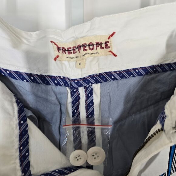 FREE PEOPLE buckle belt back trousers wide leg pants white Size 8 NWOT - Picture 9 of 11